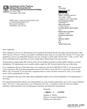 IRS Tax Exempt Letter